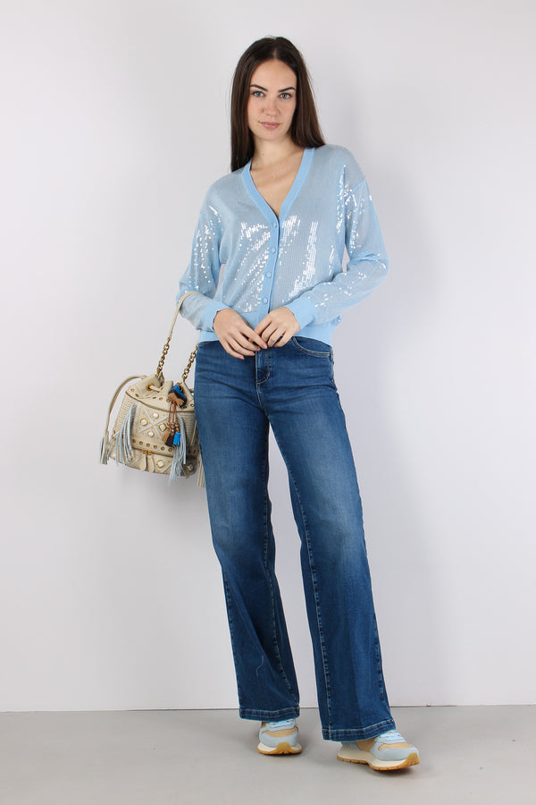 Cardigan Inserto Paillettes Blue Bell