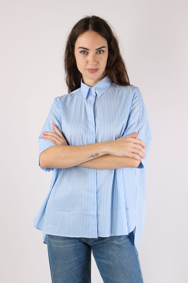 Camicia Over Svasata Riga Bianco/azzurro-2