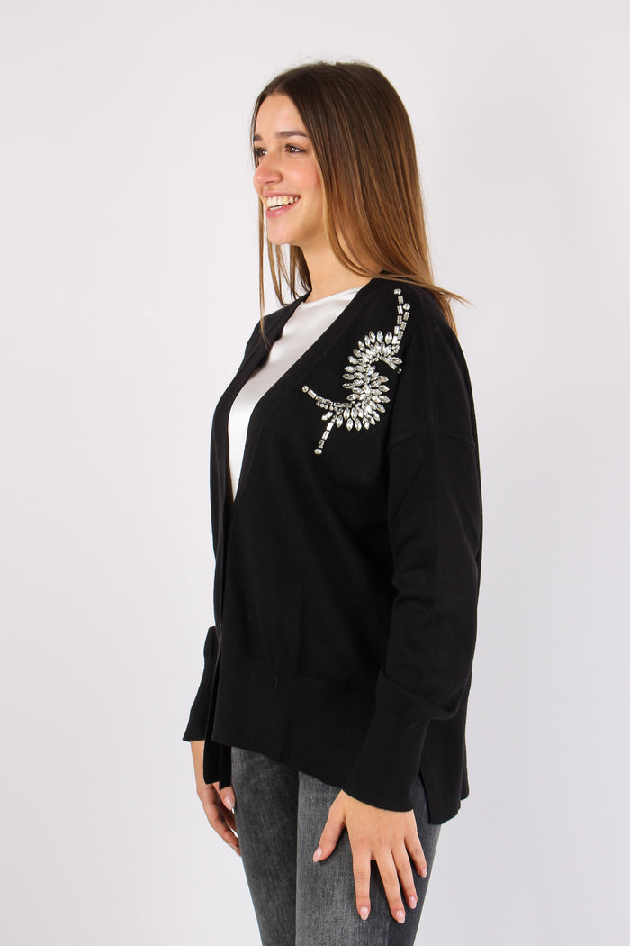 Venetico Cardigan Applicazione Black-10