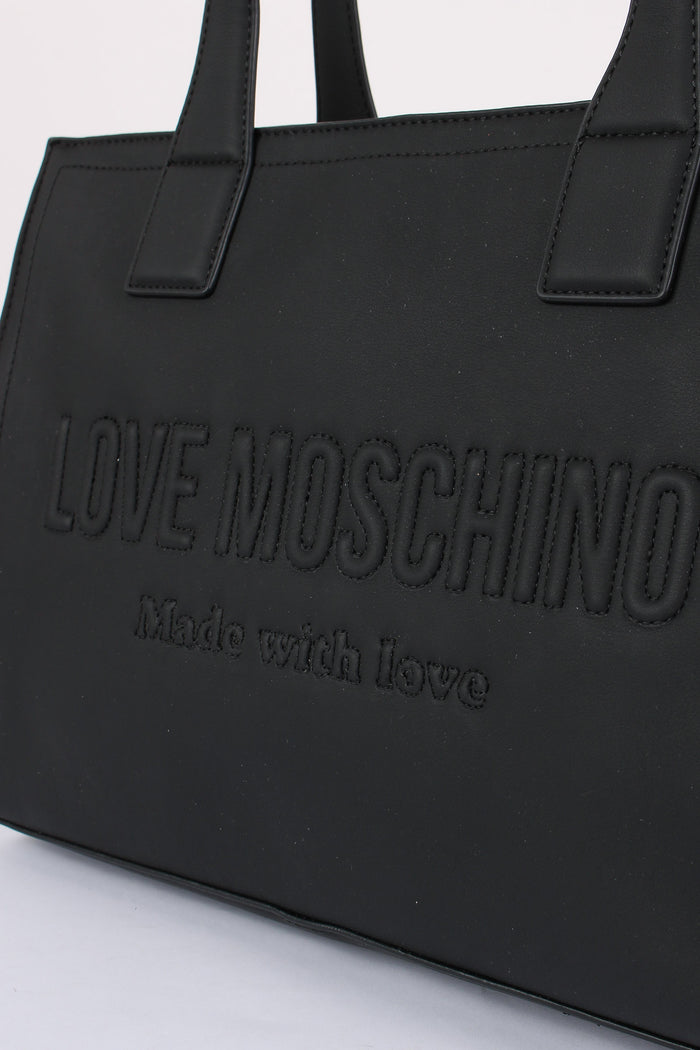 Shopping Rigida Effetto Denim Denim Nero-4