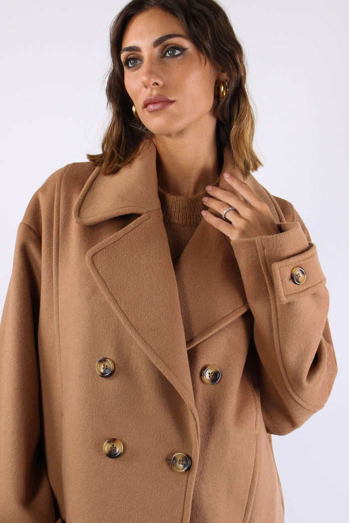 Cappotto Corto Doppiopetto Cozy Beige-6