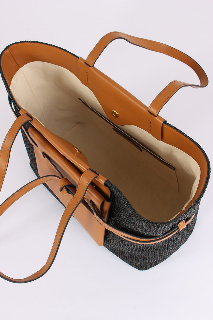 Belty Shopping Rafia Nero/cuoio-5