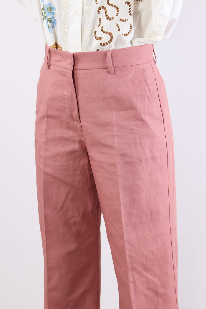 Zircone Pantalone Cropped Misto Lino Rose-7