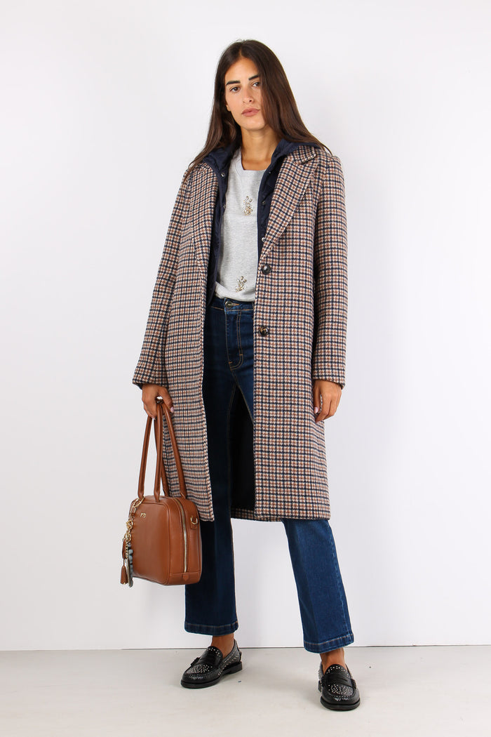 Didier Cappotto Pied De Poule Fango/blu