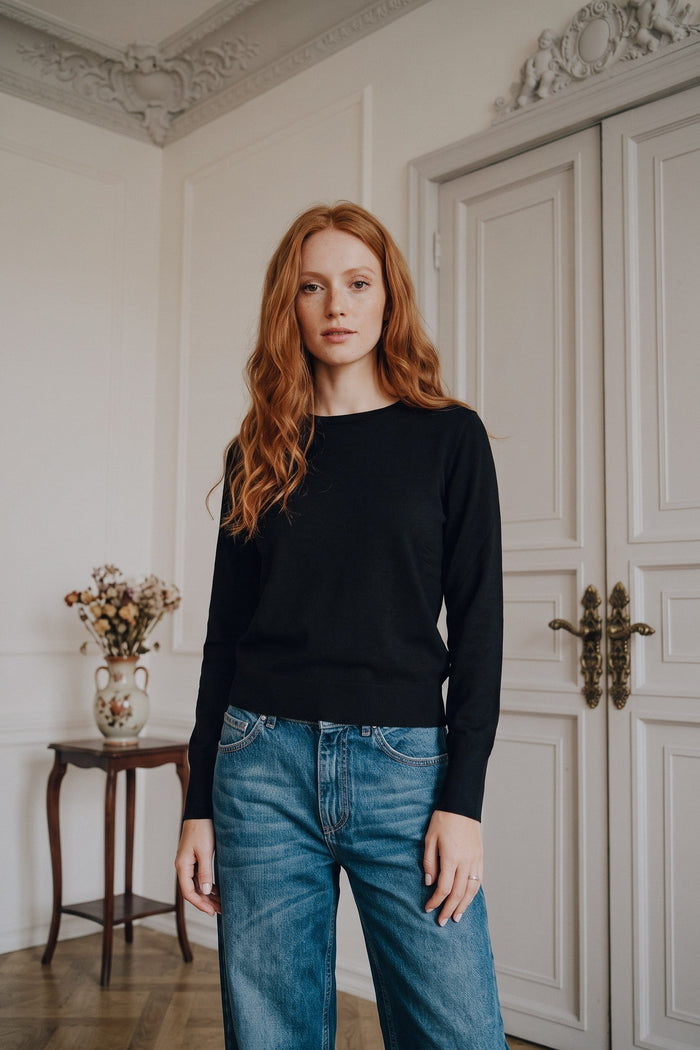 Maglia Girocollo Viscosa Nero