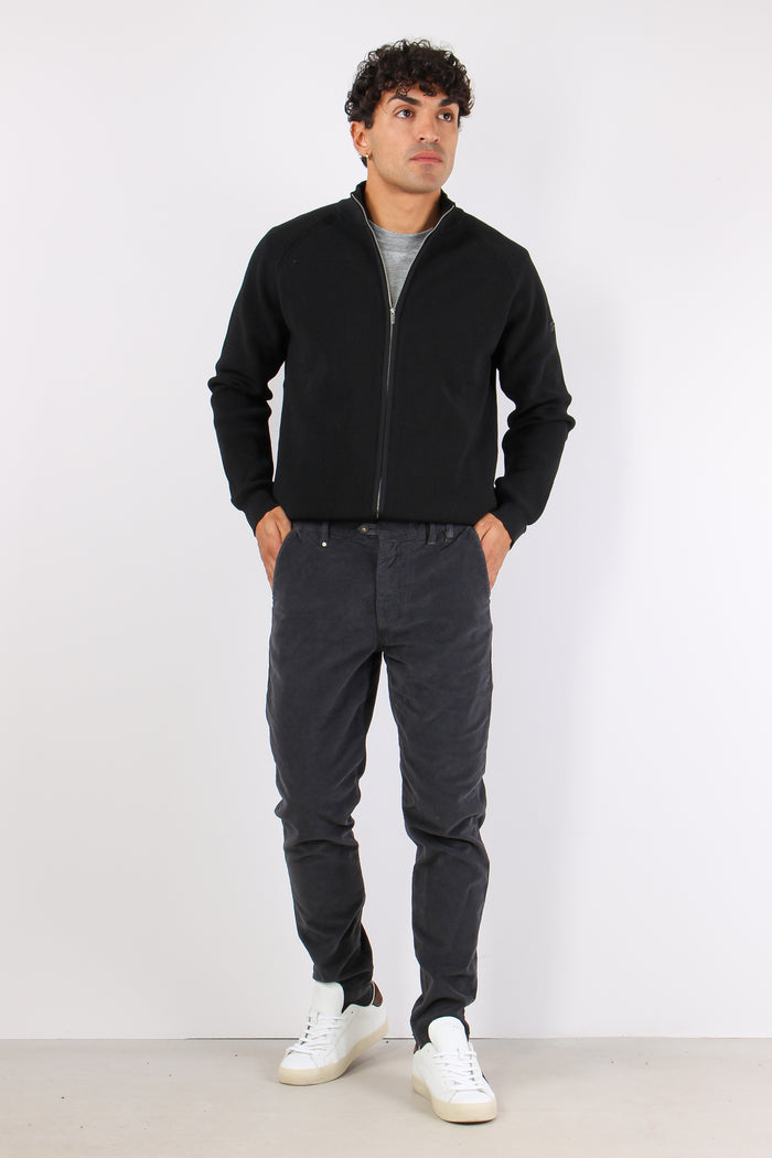 Chino Basico Velluto Liscio Asfalto