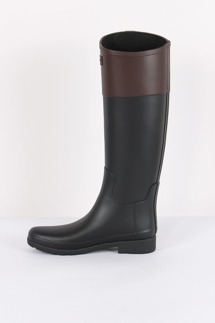Refined Gold Trim Riding Boot Black/brown-7