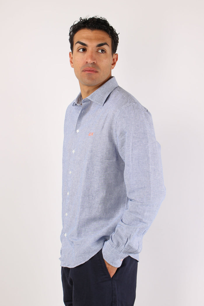 Camicia Misto Lino Riga Navy-6