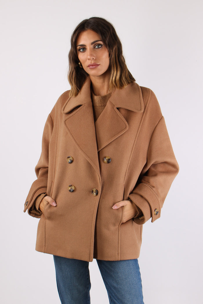 Cappotto Corto Doppiopetto Cozy Beige-2