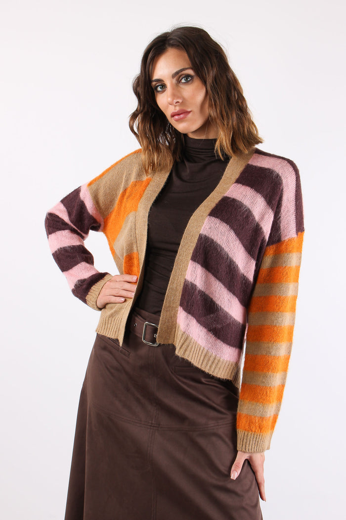 Cardigan Righe Candy Pink-2
