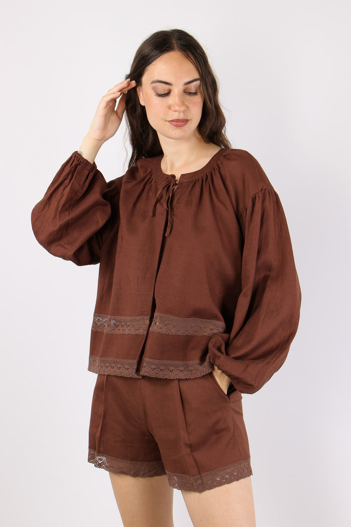 Camicia Kaftano Viscosa Lino Caffe