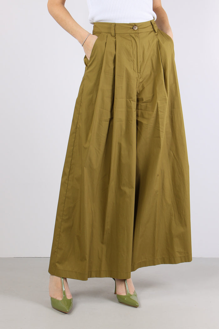 Pantalone Cotone Doppia Pences Olio-2