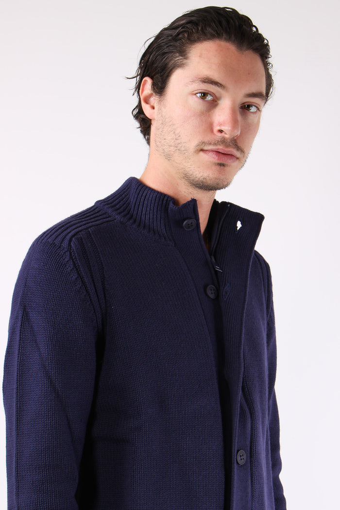 Cardigan Bottoni Cotone Poseidon Blue-8
