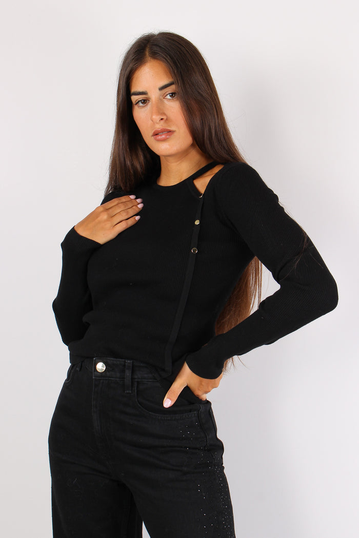 Bredele Maglia Costina Bottoni Nero-2