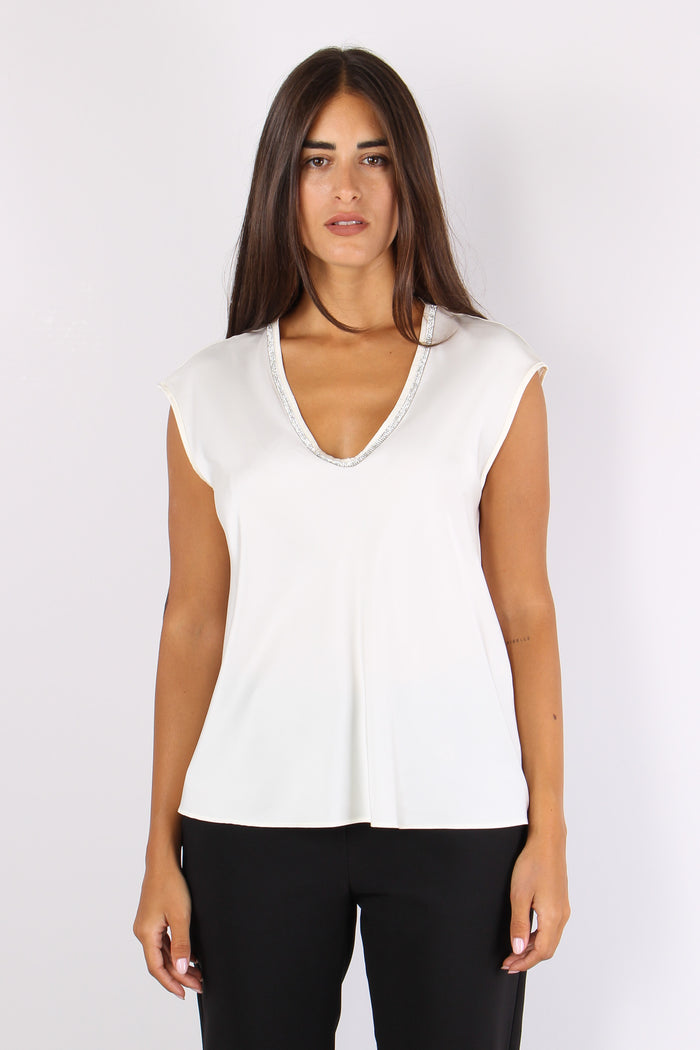 Inquam Top Scavo V Strass Ivory-2