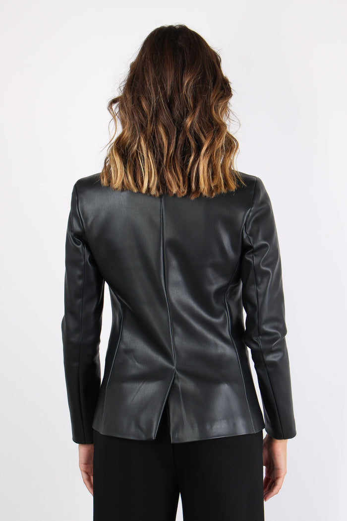 Giacca Ecopelle Sfiancata Nero-4