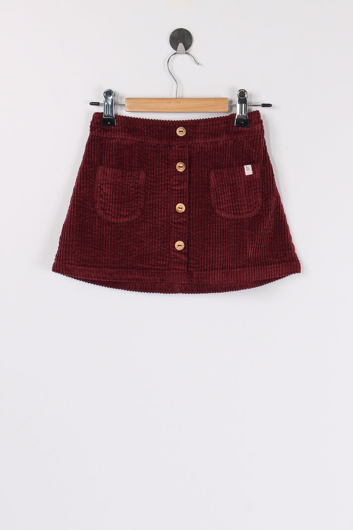 Minigonna Velluto Coste Burgundy