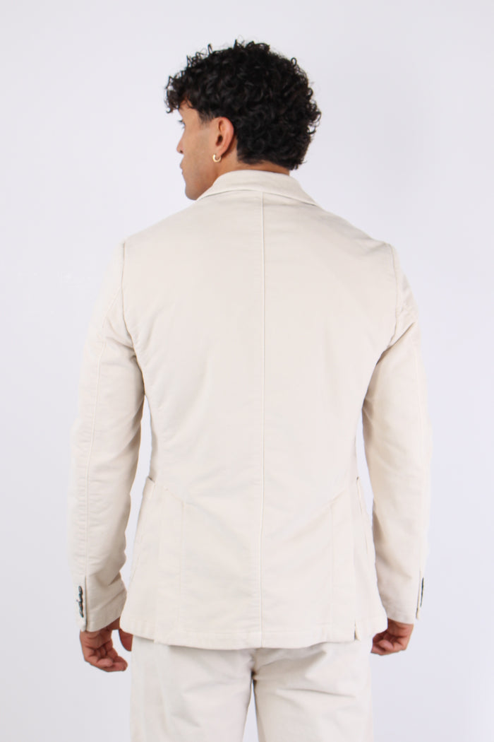 Giacca Velluto Liscio Panna-5