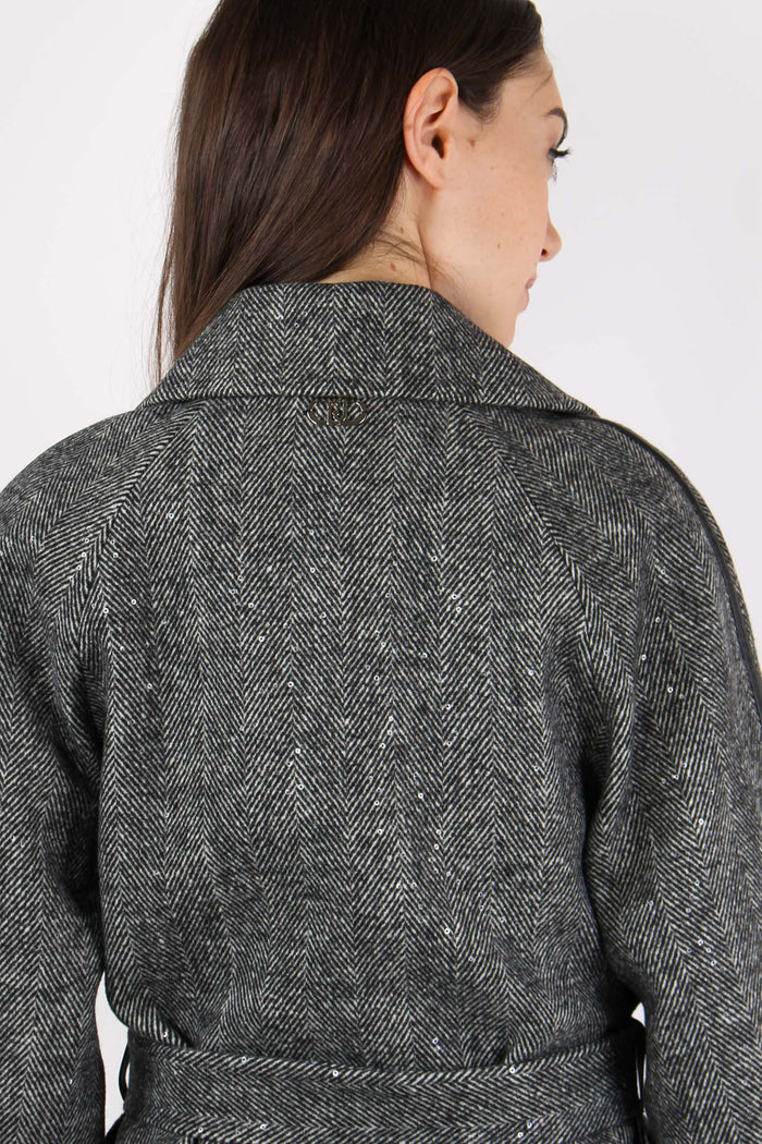 Cappotto Cintura Resca Grey Spinato-8