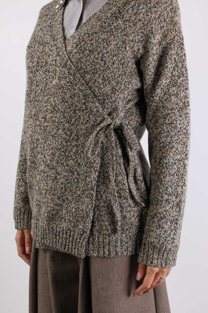 Cardigan Lacci Moulinee Nero/cammello-7