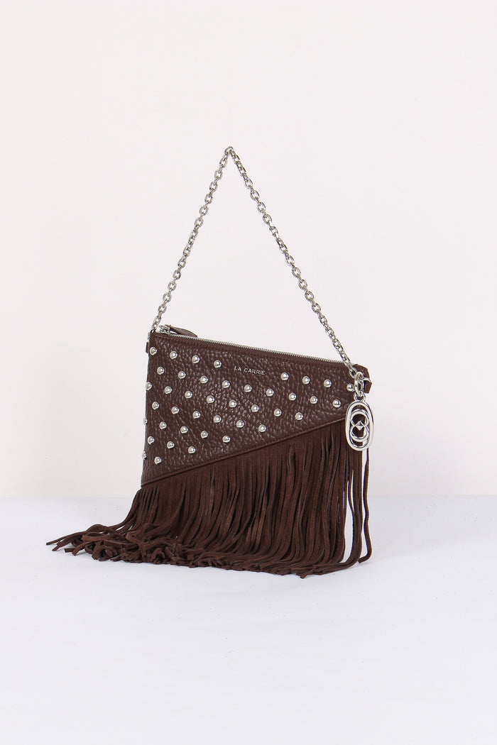 Tracolla Patta Borchie Frange Dark Brown-4