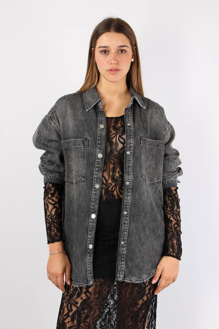 Camicia Over Denim Rotture Nero-6