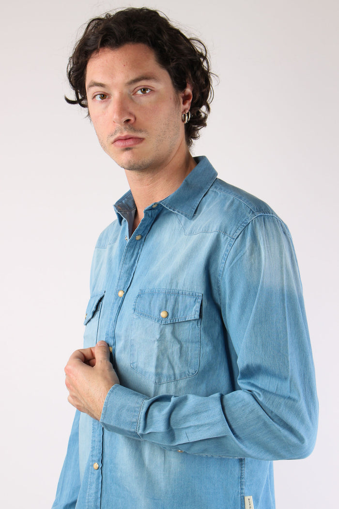 Camicia Denim Leggero Denim Chiaro-7