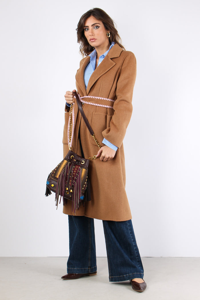 Cappotto Vestaglia Impunture Cammello-4