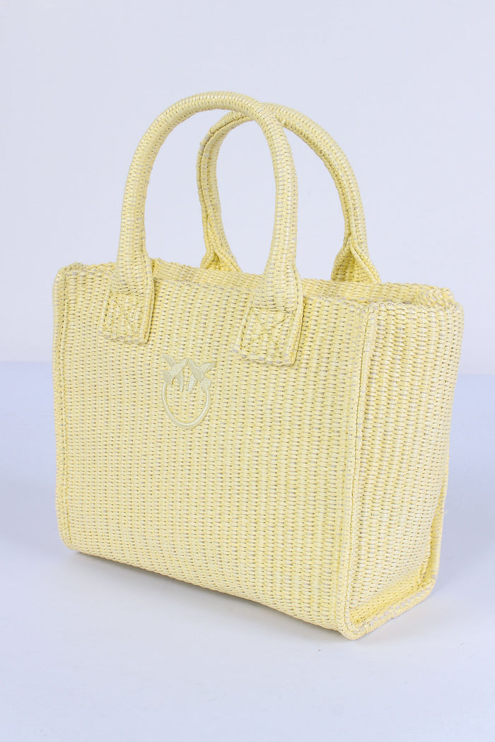 Mini Shopping Beach Rafia Giallo Plastinaca-6