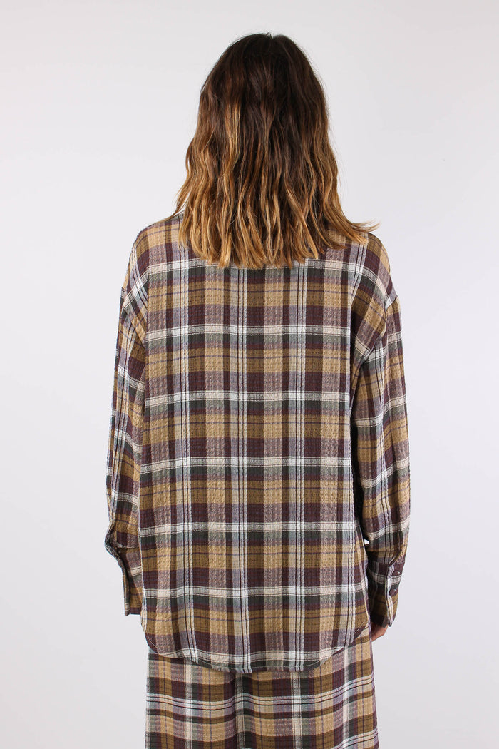Camicia Check Patch Malva/beige-4