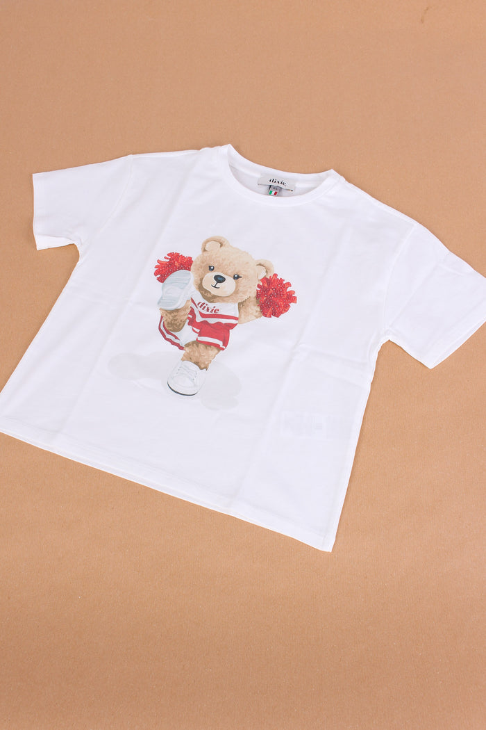 T-shirt Orsetto Strass Off White-4