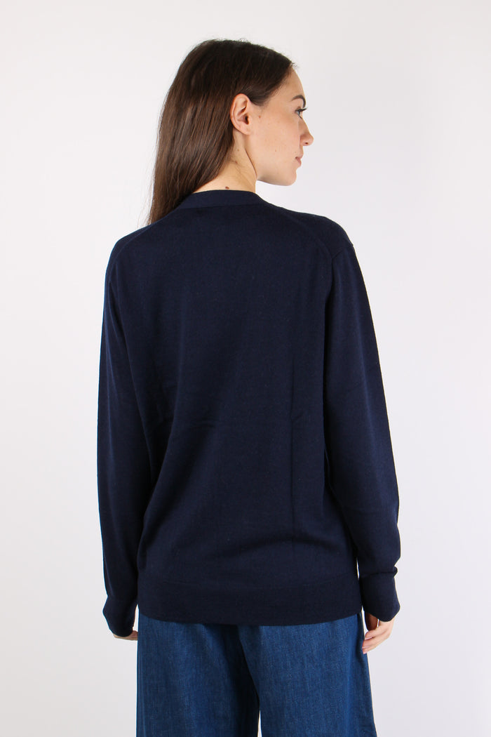 Cardigan Over Tasche Applicate Hunter Navy-6