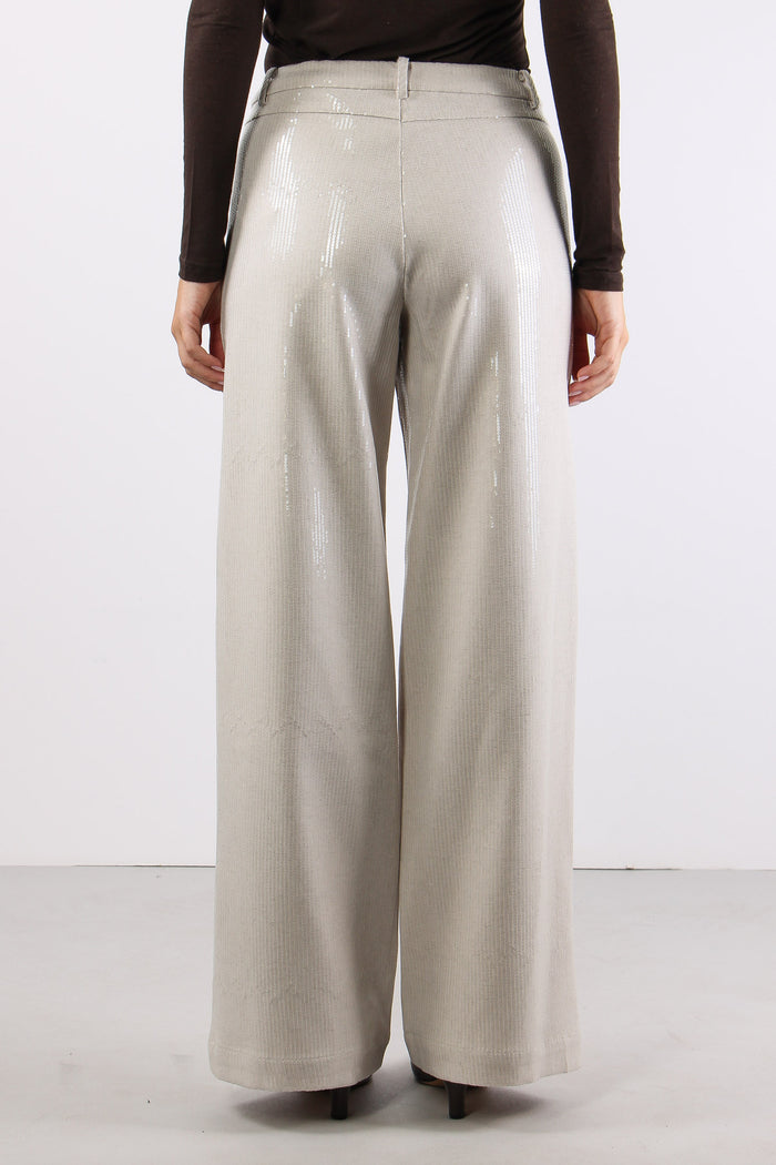 Pantalone Palazzo Paillettes Ecru-5