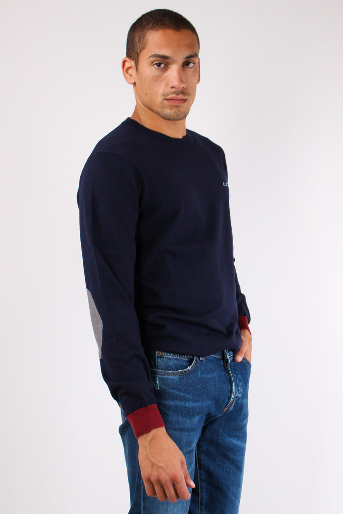 Maglia Misto Lana Toppa Contra Navy Blue-5