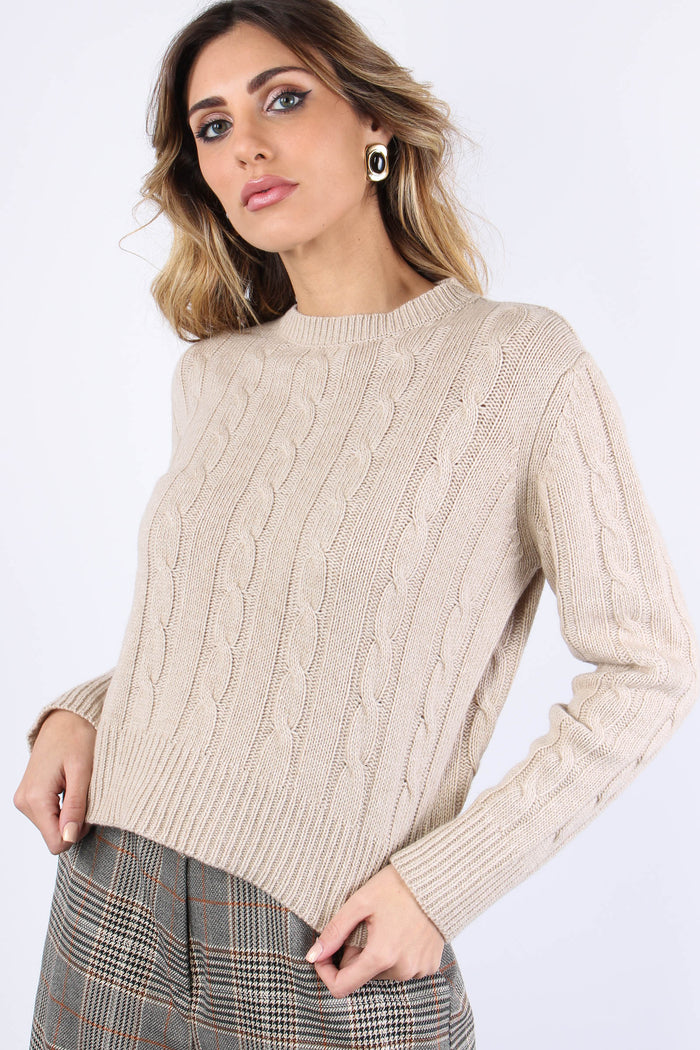 Maglia Treccia Beige-7