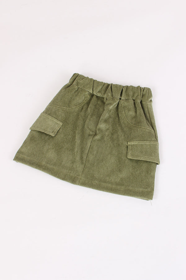 Gonna Velluto Liscio Verde-2