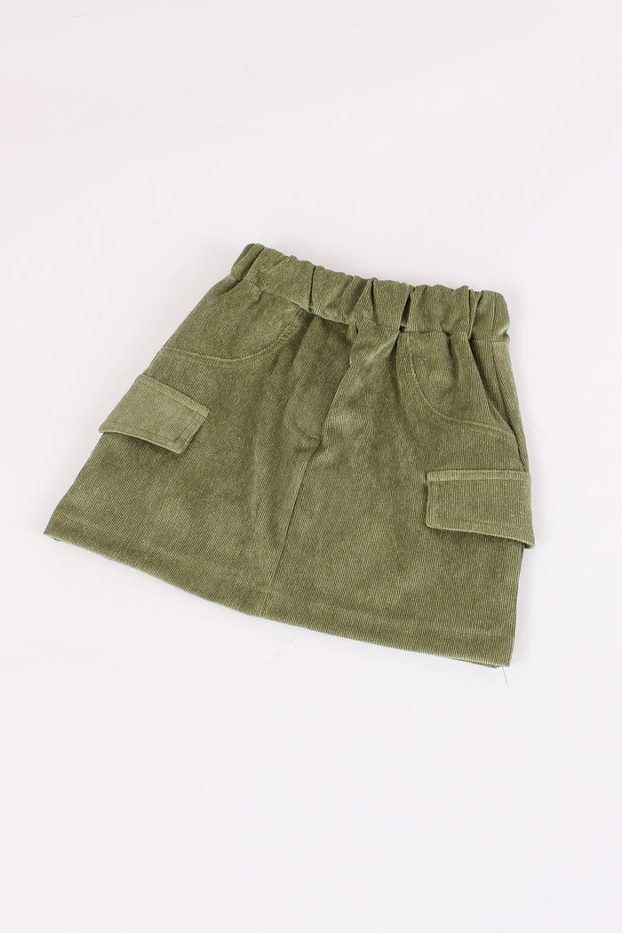 Gonna Velluto Liscio Verde-2