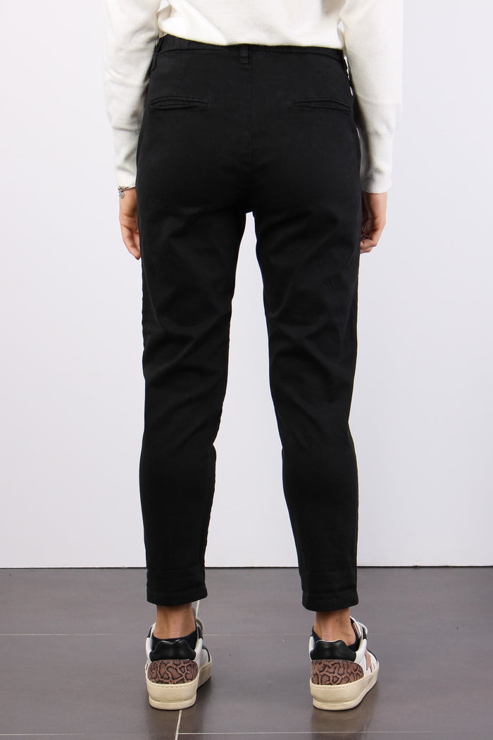 Pantalone Gabardina Elastico Nero-3