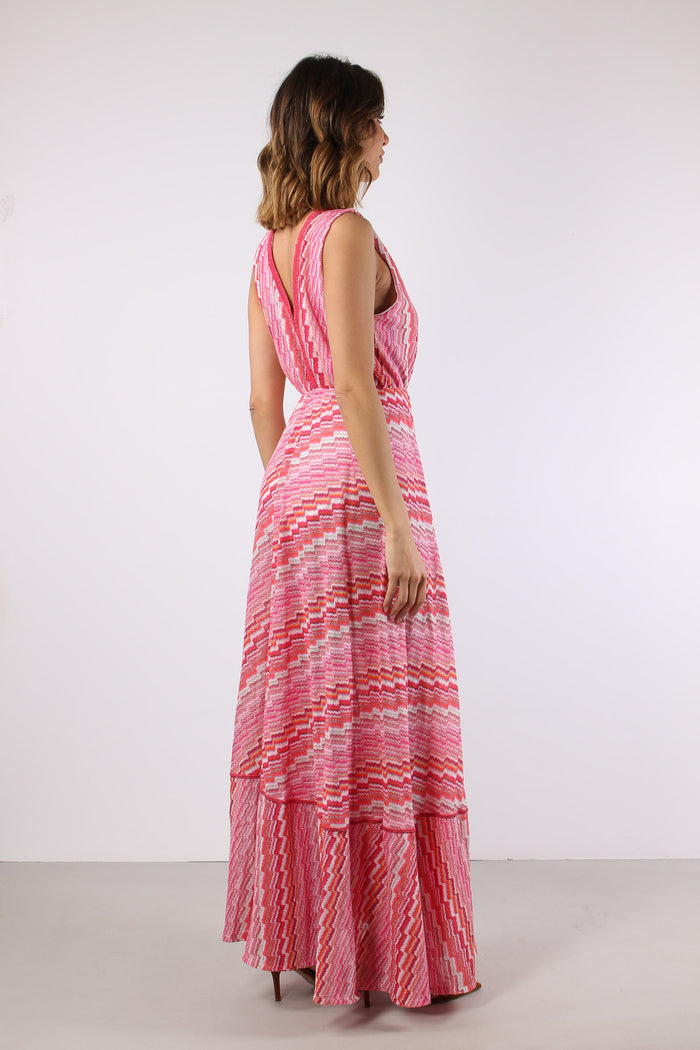 Abito Lungo Jacquard Electric Fuxia-8