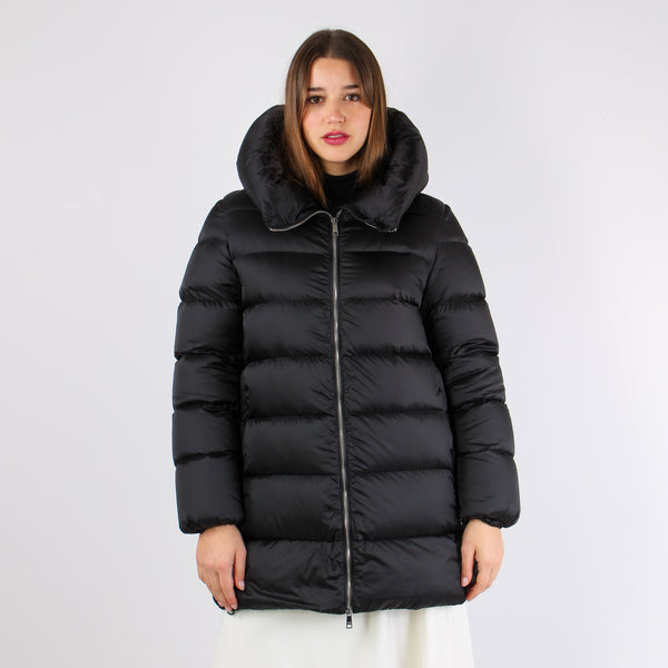 Piumino Lungo Cappuccio Black-2