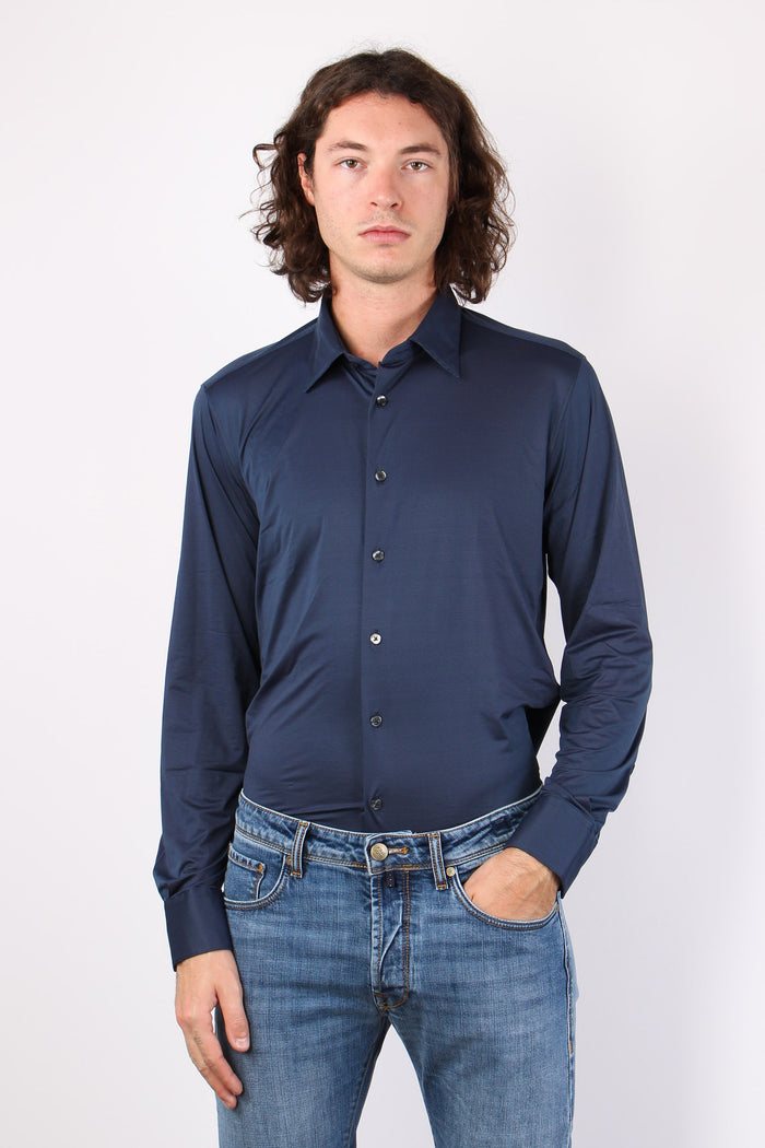 Camicia Oxford Elasticizzata Blu-2