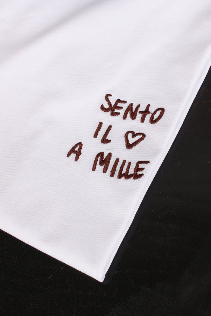 T-shirt Ricamo Sento Il Cuore Bianco-10