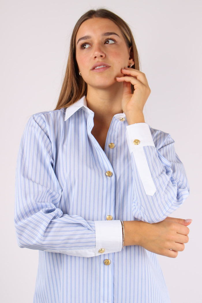 Camicia Collo Polsini Contrast Celeste/bianco-8