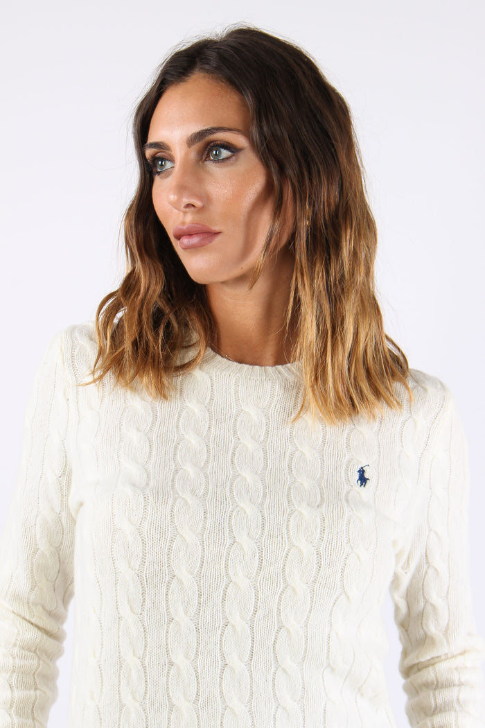 Maglia Girocollo Trecce Misto Lana Authentic Cream-7