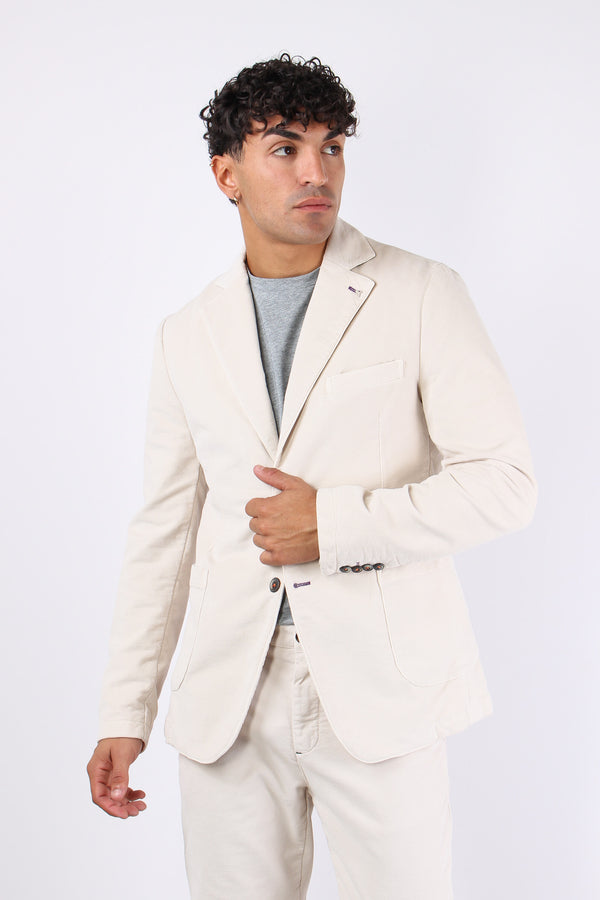 Giacca Velluto Liscio Panna-2