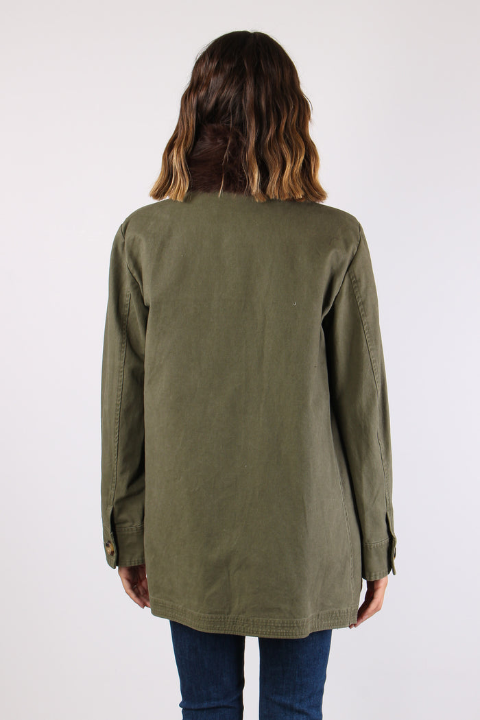 Parka Collo Pelliccia Verde Alpino-5
