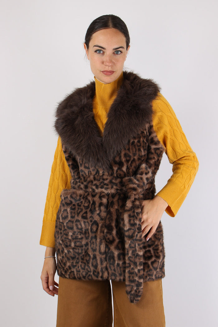 Princess Gilet Ecopelliccia Cinturato Multi Moro-2