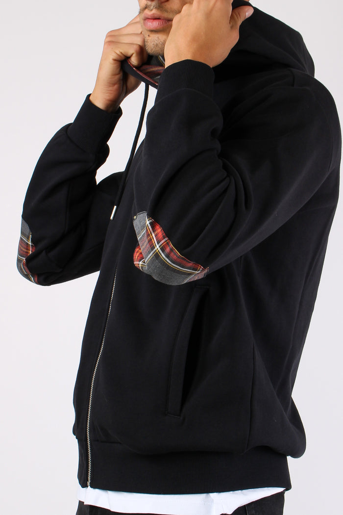 Felpa Zip Toppe Contrasto Nero-8