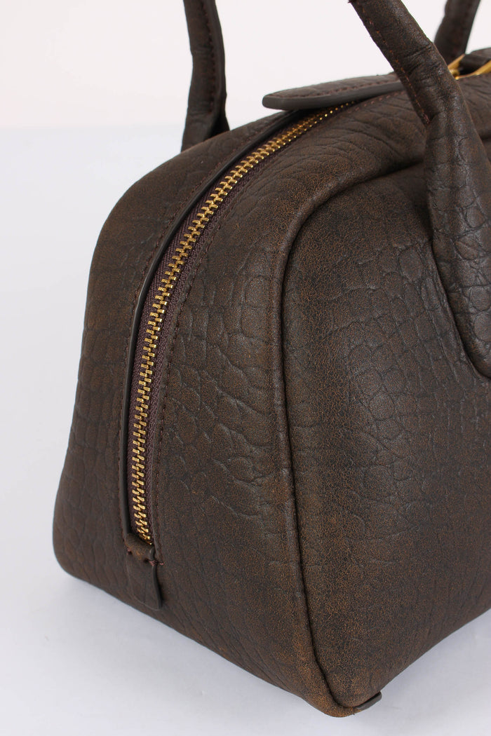 Baguette Stampa Cocco 2 Manici Dark Brown-5