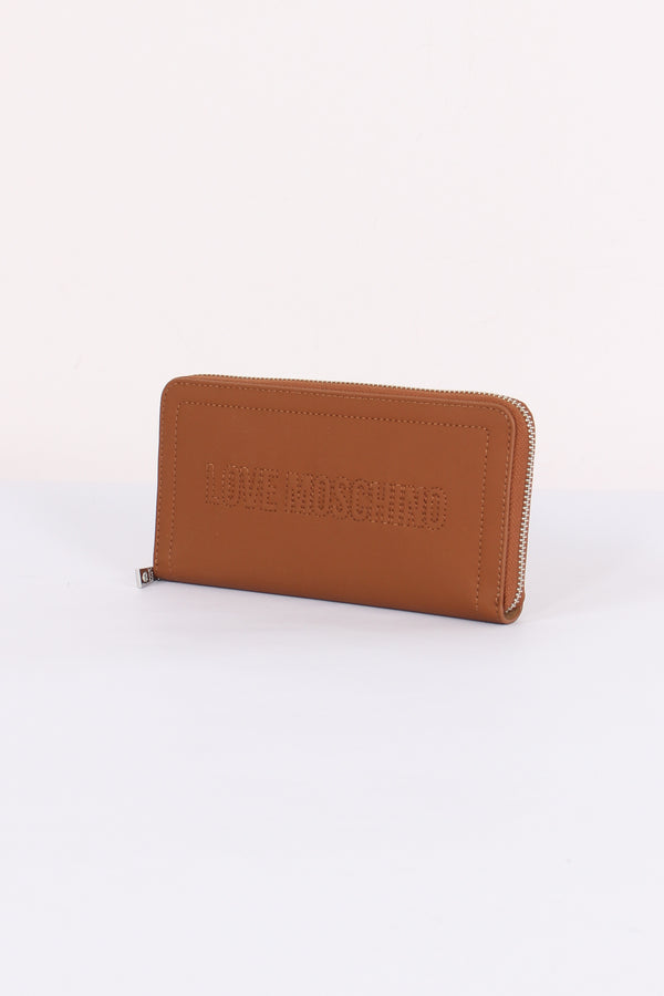 Zip Around Grande Lettering Cuoio-2